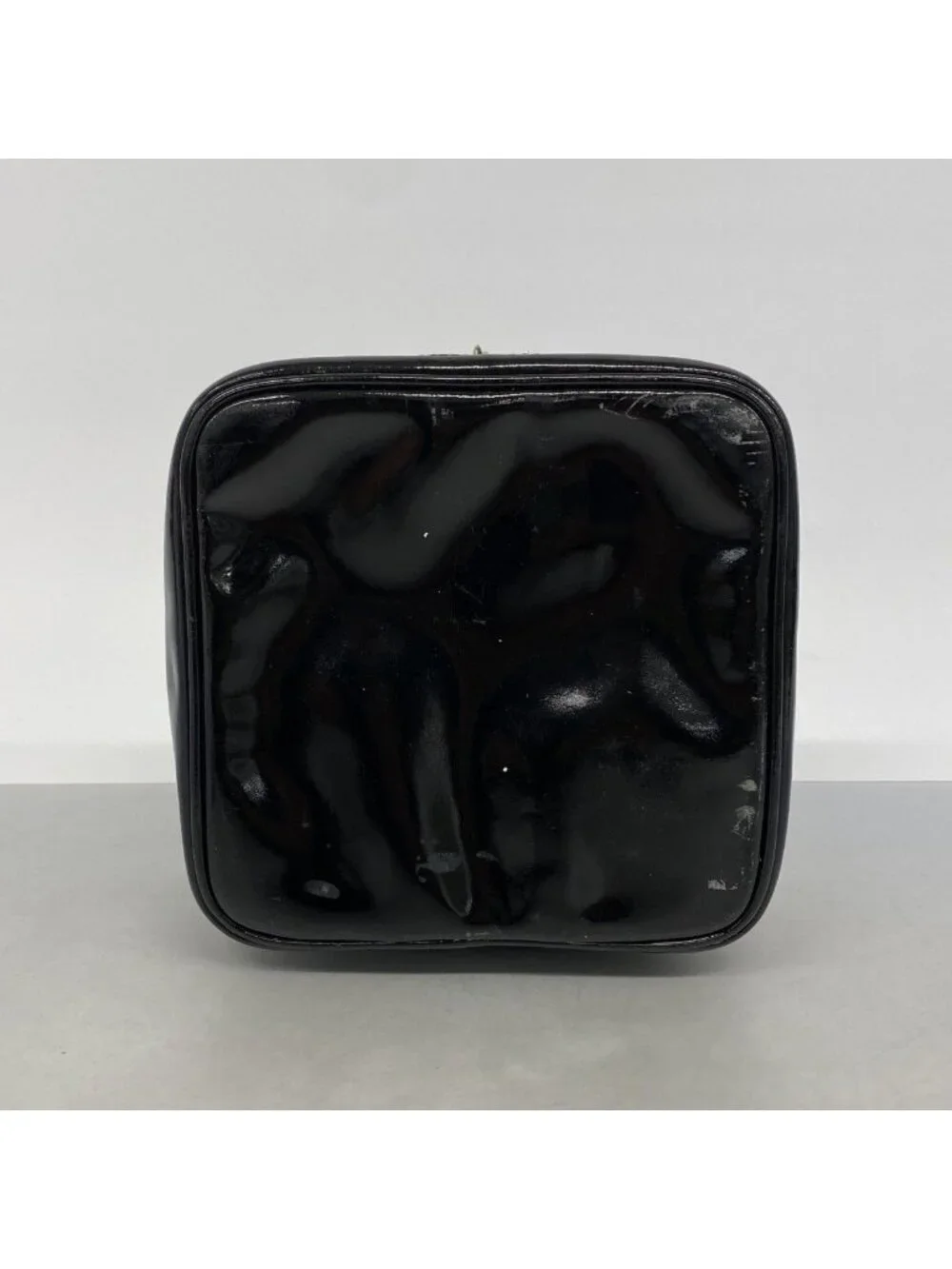 Chanel Vanity Bag Patent Leather Black Gold